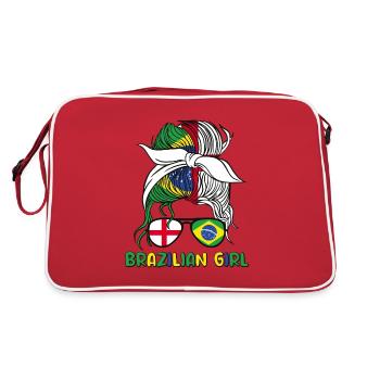 Moitié Brésilienne Moitié Anglaise Fille Brésil Angleterre - Sac Retro - rouge/blanc - Dos
