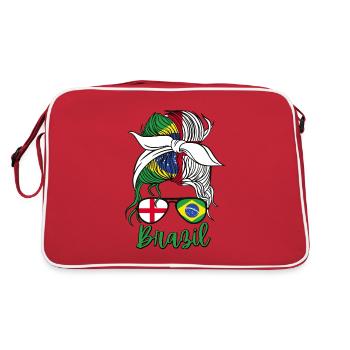 Brésil Brésil Moitié Brésilienne Moitié Anglaise Fille - Sac Retro - rouge/blanc - Dos