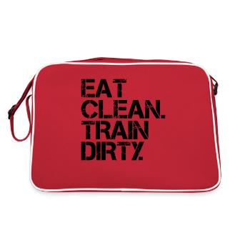 Eat Clean. Train Dirty. - Retro Tasche - Rot/Weiß - Hinten