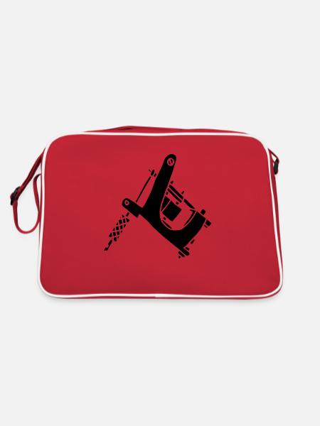 Tattoomaschine Tattoo Machine Ink Outlaw Pain Fear - Retro Tasche - Rot/Weiß - Hinten