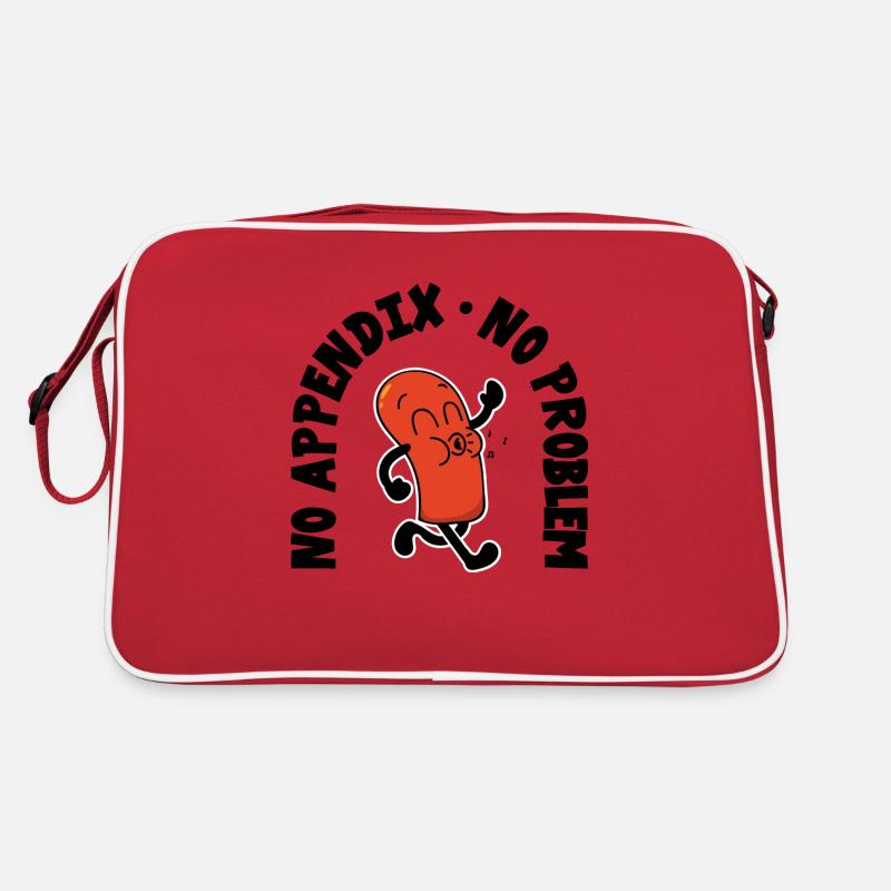 Blinddarm Operation No Appendix Bauch-OP Geschenk - Retro Tasche - Rot/Weiß