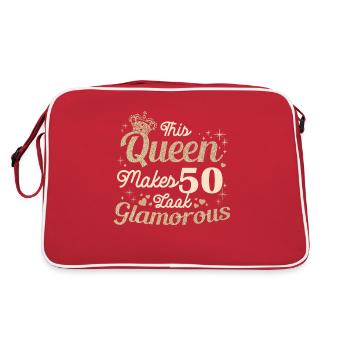 Birthday Queen turns 50 50th birthday Women - Retro Bag - red/white - Back
