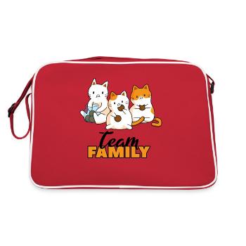 team family cat biscuits dog sport family love - Retro Bag - red/white - Back