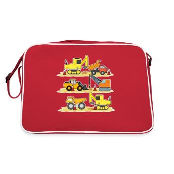 Excavator Construction Site Construction Worker Construction Truck I Gift - Retro Bag - red/white - Back