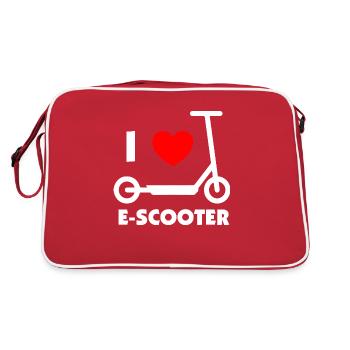 E-Scooter E-Roller Scooter - Retro Tasche - Rot/Weiß - Hinten