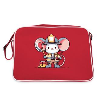 Cute Mouse Firefighter - Retro Bag - red/white - Back
