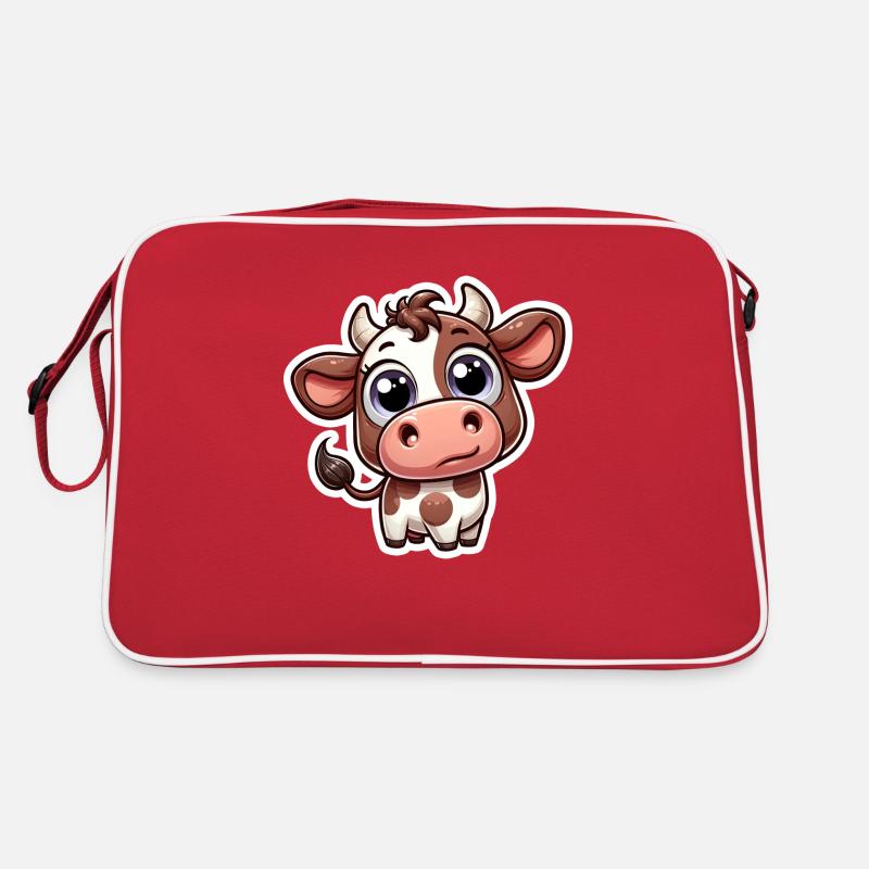 Kuh - Retro Tasche - Rot/Weiß