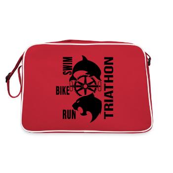 Triathlète triathlon « natation-vélo-course » - Sac Retro - rouge/blanc - Dos