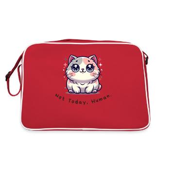 Pas aujourd’hui, humain - Chemise de chat drôle - Sac Retro - rouge/blanc - Dos