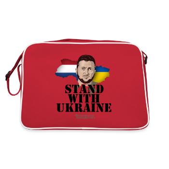 Ukraine T-Shirt Niederlande Stand with Ukraine - Retro Tasche - Rot/Weiß - Hinten