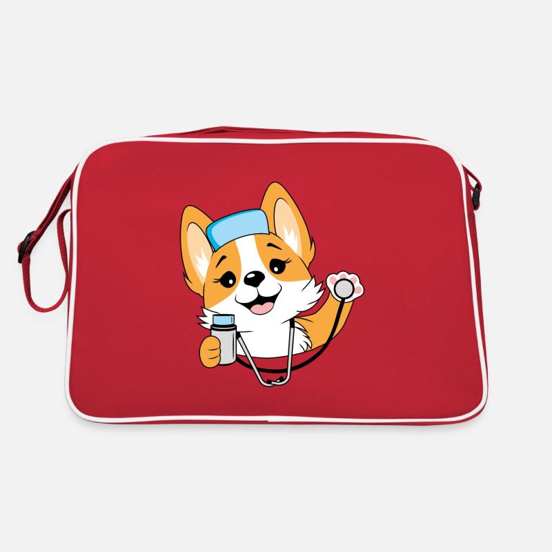 Heureux médecin de chien corgi de dessin animé Sac Retro
