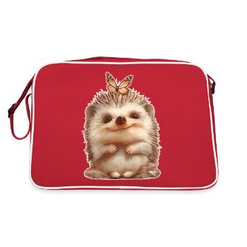 Hedgehog with butterfly - Retro Bag - red/white - Back