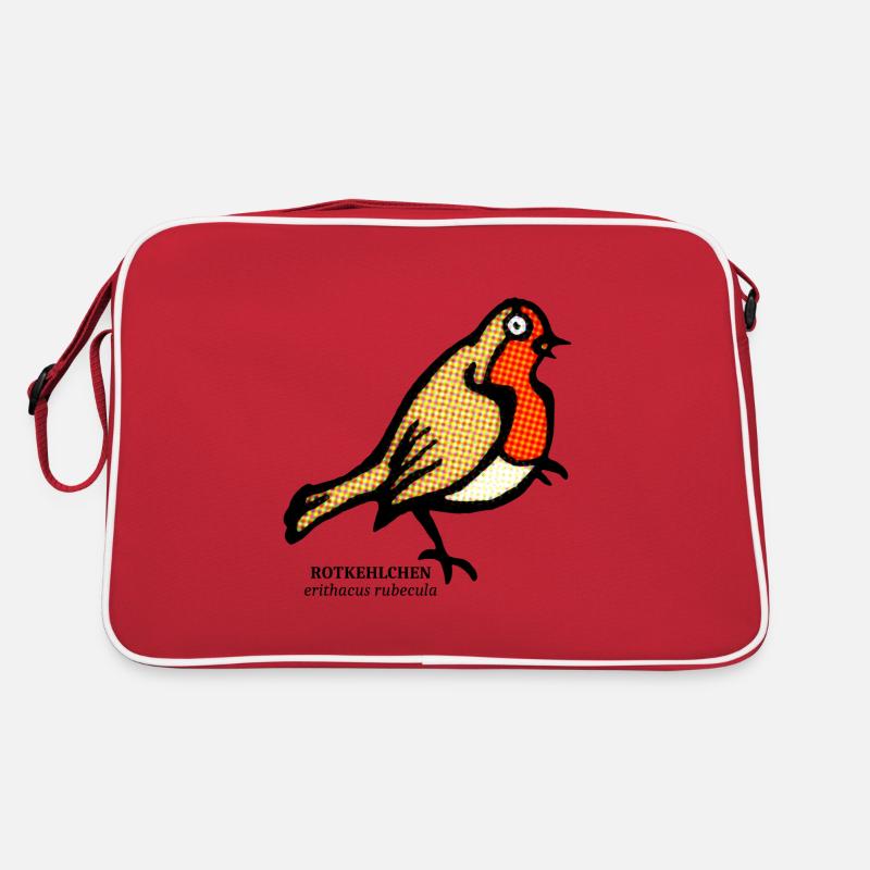 Rotkehlchen Erithacus rubecula Garten Vogel Party Retro Tasche