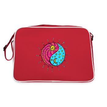Yin Yang, Sun, moon, stars, Chinese symbol - Retro Bag - red/white - Back