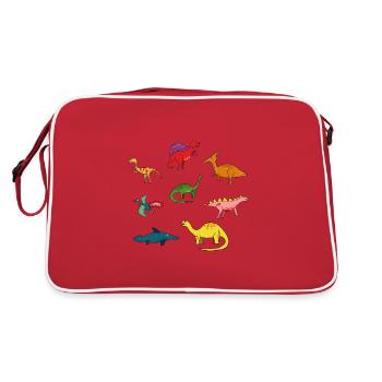 Dinosaur dinos dino - Retro Bag - red/white - Back