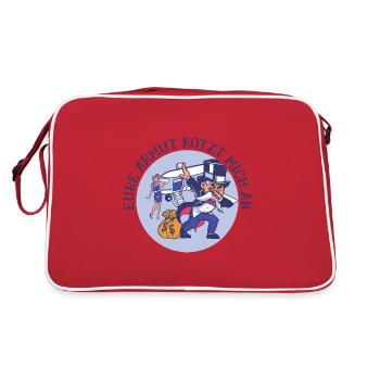 Eure Armut kotzt mich an Kapitalisten Lustig - Retro Tasche - Rot/Weiß - Hinten