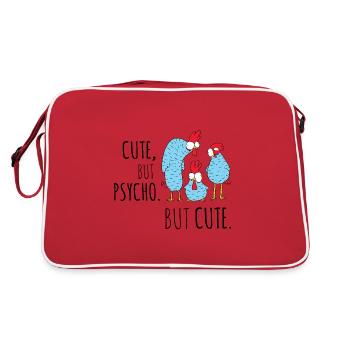 Huhn Hühner Lustiger Spruch - Retro Tasche - Rot/Weiß - Hinten