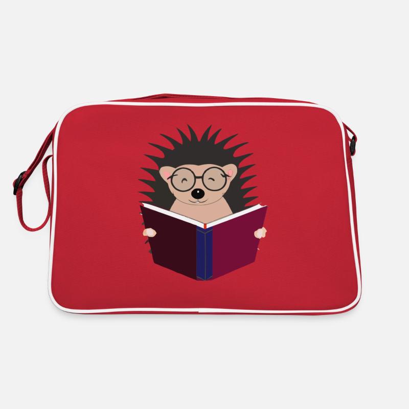 Igel liest Buch Illustration Geschenk Retro Tasche