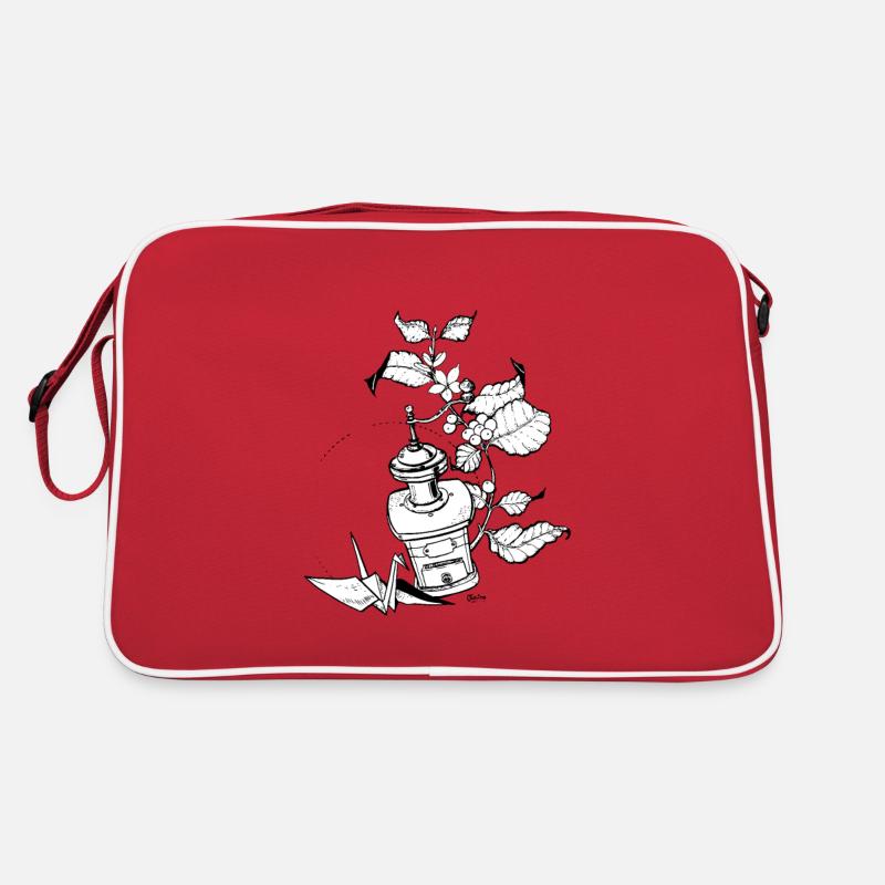 Coffeelove - Kaffeemühle - Retro Tasche - Rot/Weiß
