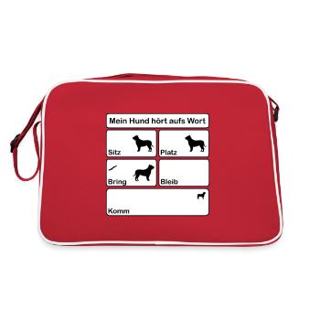Mein Hund hört aufs Wort - Retro Tasche - Rot/Weiß - Hinten