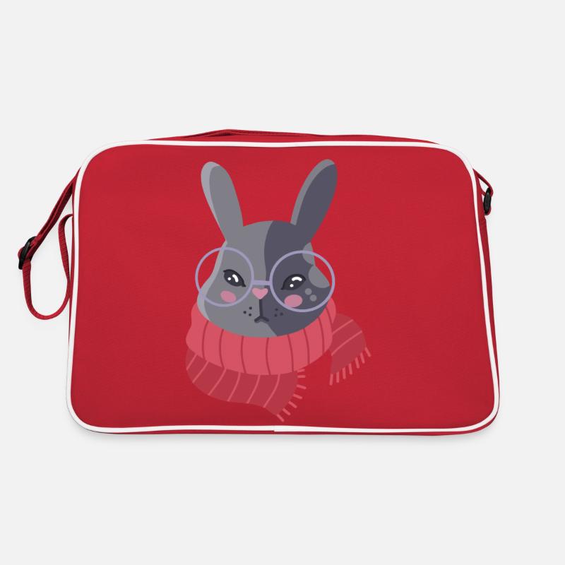 Lapin gris mignon dans une écharpe rouge d’hiver Sac Retro