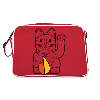 Maneki Neko "Koreisha" oldschool - Dark Contour - Retro Bag - red/white - Back