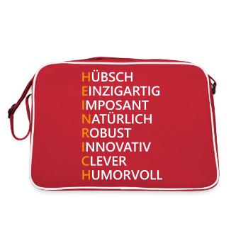 Heinrich Name Geschenk - Retro Tasche - Rot/Weiß - Hinten