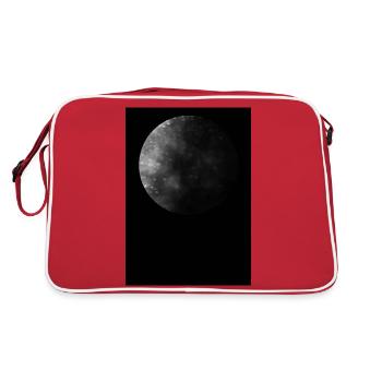 Moon, black background - Retro Bag - red/white - Back