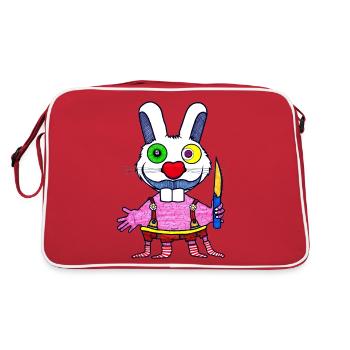 Menschen Hase - Retro Tasche - Rot/Weiß - Hinten