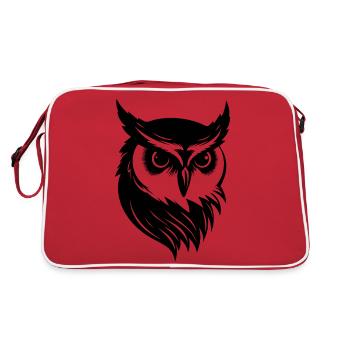 Owl Owl Bird Birds - Retro Bag - red/white - Back