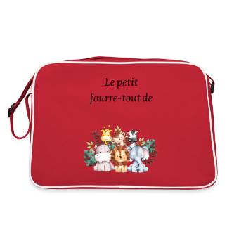 Personalized jungle animals with first name - Retro Bag - red/white - Back