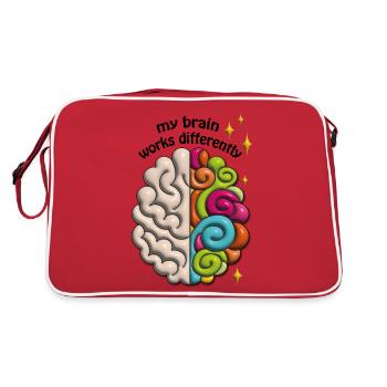Mon cerveau fonctionne différemment - Sac Retro - rouge/blanc - Dos