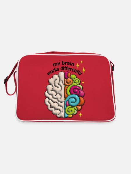 Mon cerveau fonctionne différemment - Sac Retro - rouge/blanc - Dos