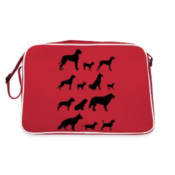 hunde schattenriss 1 - Retro Tasche - Rot/Weiß - Hinten