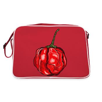 Chili Pflanze scharf Tabasco Jalapeno Habanero - Retro Tasche - Rot/Weiß - Hinten