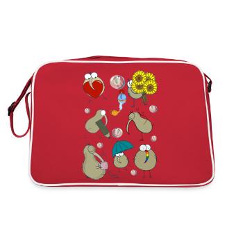 Kiwi Mix sprichwörtlich - Retro Tasche - Rot/Weiß - Hinten