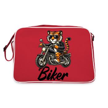 Motorrad Tiger Comic Biker - Retro Tasche - Rot/Weiß - Hinten