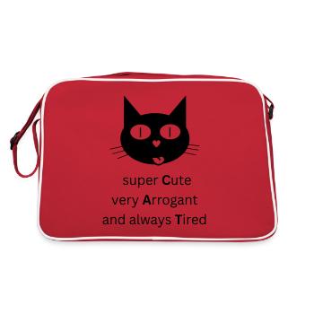 CAT - super Cute, very Arrogant and always Tired - Retro Bag - red/white - Back
