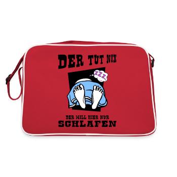 schlafmodus "der tut nix" napping schlafmütze - Retro Tasche - Rot/Weiß - Hinten