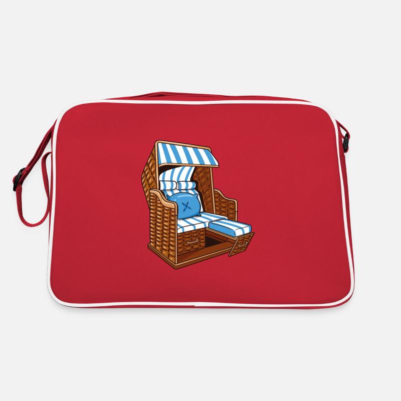 Ferien Strandkorb - Retro Tasche - Rot/Weiß