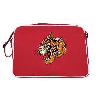 tigre tattoo tatouage rugit sauvage 14022 B - Sac Retro - rouge/blanc - Dos