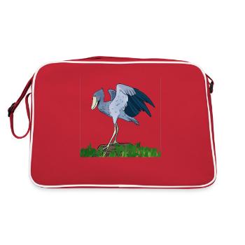 Shoebill Bird Ornithologist Forest I Gift - Retro Bag - red/white - Back