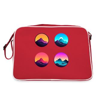 Mountain Landscape Geometric Art - Retro Bag - red/white - Back