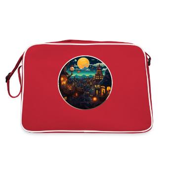 Evening Mountain Village Fantasy Subconscious - Retro Bag - red/white - Back