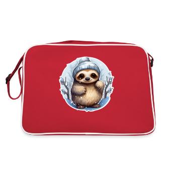 cold season sloth with cap - Retro Bag - red/white - Back
