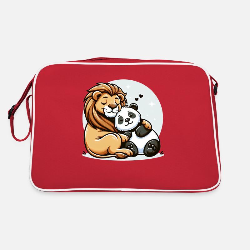Cuddling Lion And Panda In Love Retro Bag