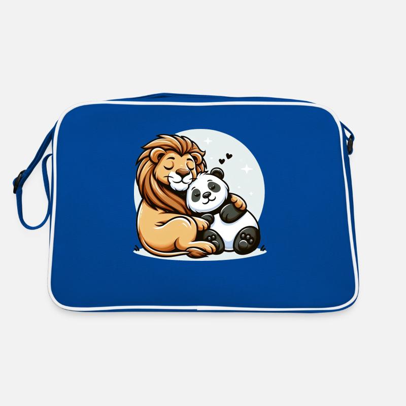 Cuddling Lion And Panda In Love Retro Bag