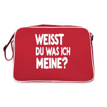 Weisst Du was ich meine? - weiß - Retro Tasche - Rot/Weiß - Hinten
