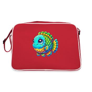 Fisch Comic - Retro Tasche - Rot/Weiß - Hinten