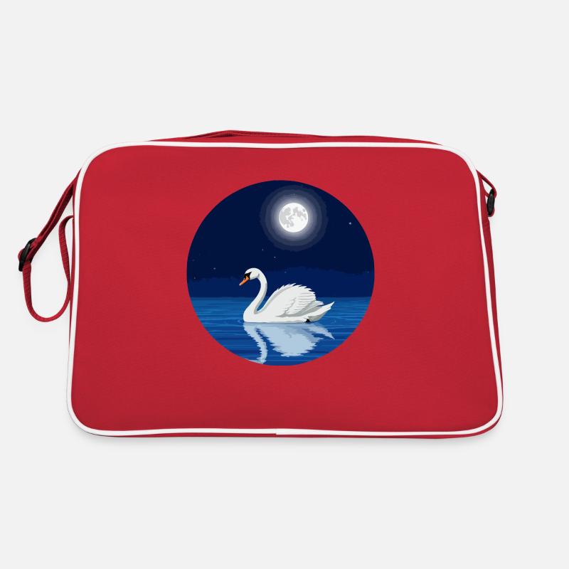 Swan at full moon Retro Bag